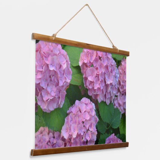 ザピンクのホテンシアあじさい花 吊り下げ型タペストリー (傾斜あり)