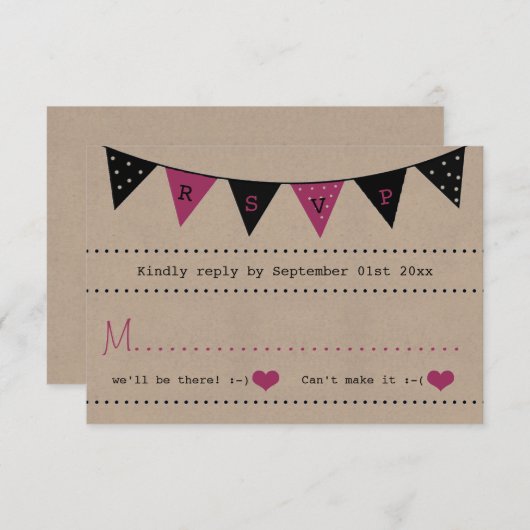 ザピンクモダンのバンティン結婚グコレクション 出欠カード (正面/裏面)