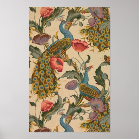 ザピーコックパターンアールヌーボー ポスター (正面)