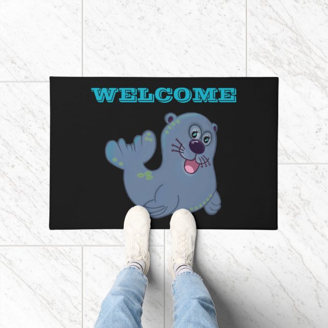 ザファブリックシールアットザズルマスコットロゴキャラクター ドアマット (室内)