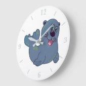 ザファブリックシールアットザズルマスコットロゴキャラクター ラージ壁時計 (傾斜)