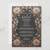 ザファブリックベルベットレースリネン紙ブライダルシャワー 招待状 (正面)