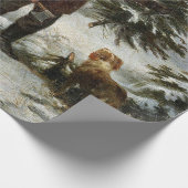 ザファミリークリスマスツリーヴィンテージ雪の風景 ラッピングペーパー (角)