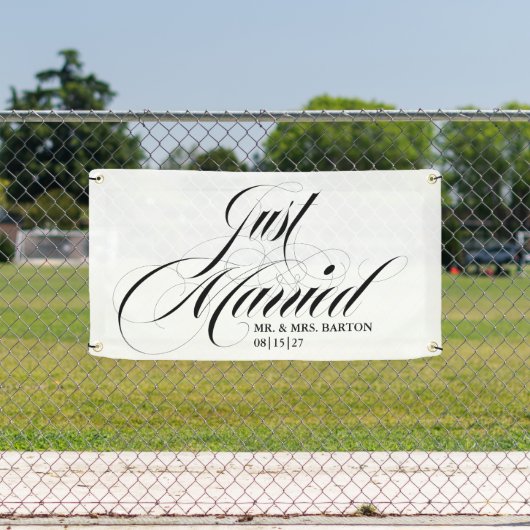 ザファンシーストインタウンたった今結婚しましたカーバナー 横断幕 (インサイチュ)