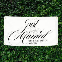 ザファンシーストインタウンたった今結婚しましたカーバナー 横断幕