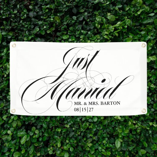 ザファンシーストインタウンたった今結婚しましたカーバナー 横断幕