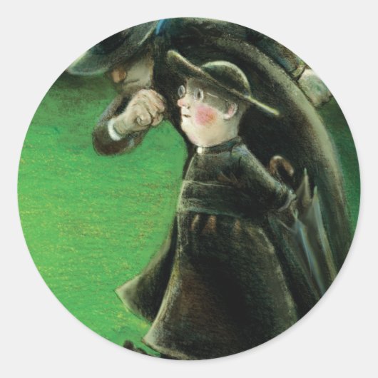 ザファーザーブラウンリーダーイラストレーション ラウンドシール (正面)