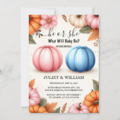 ザファームピンクブルー秋ガールパンプキンジェンダーリビール 招待状 (正面)