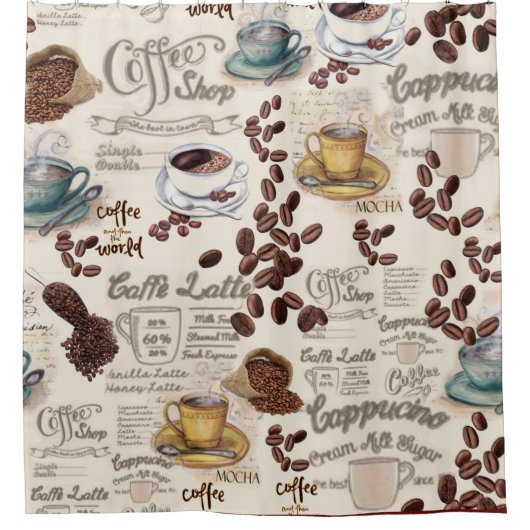 ザフィカスウェーデンコーヒーショップ シャワーカーテン (正面)