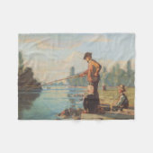 ザフィッシャーマン(魚釣りアウトドア) (釣り) (川) フリースブランケット (正面(横))