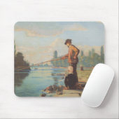 ザフィッシャーマン(魚釣りアウトドア) （釣り） （川） マウスパッド (マウス)