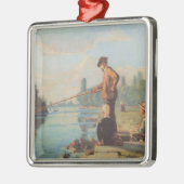 ザフィッシャーマン(魚釣りアウトドア) （釣り） （川） メタルオーナメント (左)