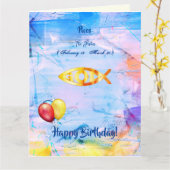 ザフィッシュ – 魚座誕生日(2月19日 – 3月20日) カード (黄色い花)