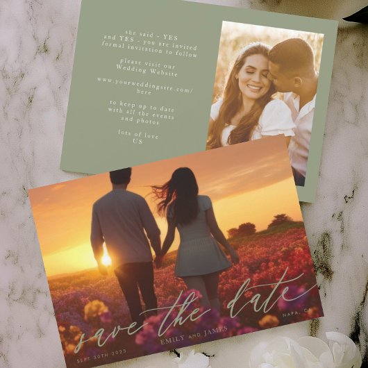 ザフォト結婚セージモダングリーン セーブザデート