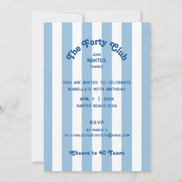 ザフォーティクラブブルーストライプ40歳の誕生日パーティー 招待状