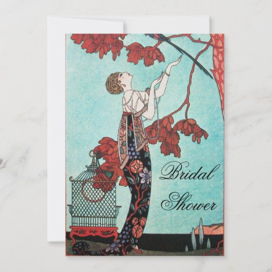 ザフラウィティーな鳥ブライダルシャワーパーティー 招待状 (正面)