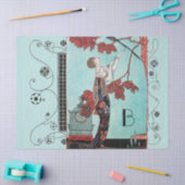 ザフラウィティーな鳥，美しいファッションデザイナーモノグラム 薄葉紙 (クラフト)