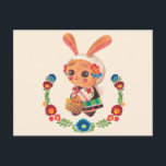 ザフラワーポーランドバニー ポストカード<br><div class="desc">ポーランドから伝統的のポーランドのバニー衣服の服インスパイア、スワチカ地域の服。その縁どオーナメントはポインスパイアリッシュの植物の伝統的モチーフだ。手作りの水彩画。子供のための適切なデザイン特に女の子。</div>