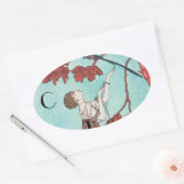 ザフリガティな鳥,美しいファッションデザイナーOVALE 楕円形シール (封筒)