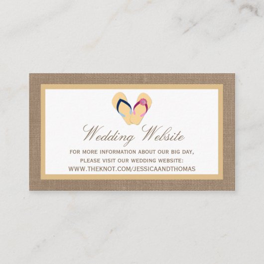 ザフリップフロップサンドビーチバーラップ結婚のコレクション エンクロージャーカード (正面)