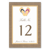 ザフリップフロップサンドビーチバーラップ結婚のコレクション テーブルナンバー (裏面)