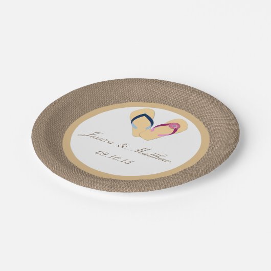 ザフリップフロップサンドビーチバーラップ結婚のコレクション ペーパープレート (アングル)