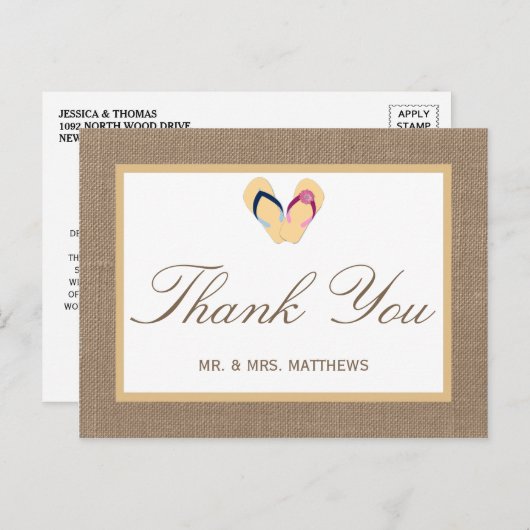 ザフリップフロップサンドビーチバーラップ結婚のコレクション ポストカード (正面/裏面)