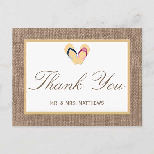 ザフリップフロップサンドビーチバーラップ結婚のコレクション ポストカード (正面)