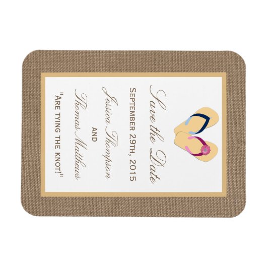 ザフリップフロップサンドビーチバーラップ結婚のコレクション マグネット (横)