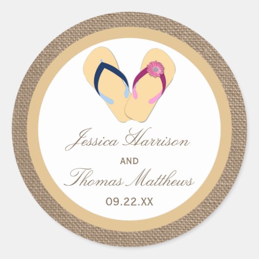 ザフリップフロップサンドビーチバーラップ結婚のコレクション ラウンドシール (正面)