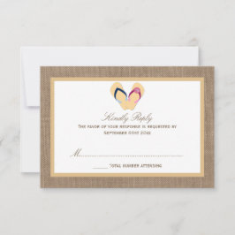 ザフリップフロップサンドビーチバーラップ結婚のコレクション 出欠カード