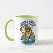 ザフロッグアングラーよくはしゃぐ:魚釣りのツイスト マグカップ (左)