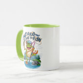 ザフロッグアングラーよくはしゃぐ:魚釣りのツイスト マグカップ (正面左)