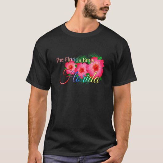 ザフロリダ鍵フロリダ熱帯花ファミリーV Tシャツ (正面)