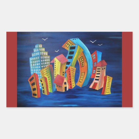 ザフローティングシティ 長方形シール (正面)