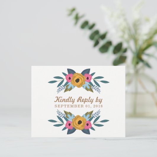 ザフローラリースホワイト結婚ズコレクション インビテーションポストカード (スタンド正面)