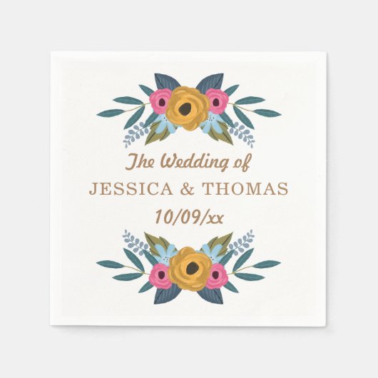 ザフローラリースホワイト結婚ズコレクション スタンダードカクテルナプキン (正面)