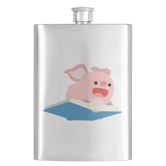ザブック飛んでいると漫画の豚のクラシックフラスコ フラスク (正面)