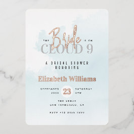 ザブライトオンクラウド9バラ金ゴールドブライダルシャワー 箔招待状