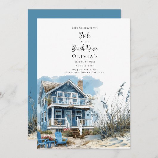 ザブライドアットザビーチハウスブライダルシャワー 招待状 (正面/裏面)