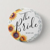 ザブライド |ひまわり花模様名前をカスタムする結婚ズ 缶バッジ (正面)