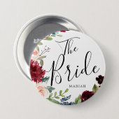 ザブライド |ブルゴーニュ・ブーケ名前をカスタムする結婚ズ 缶バッジ (正面&裏面)