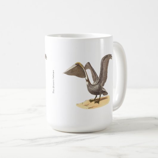 ザブラウンペリカン(Pelecanus occidentalis) NY鳥 コーヒーマグカップ (正面右)