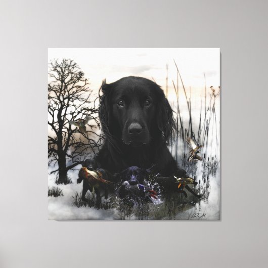 ザブラックゴールデンレトリバー キャンバスプリント (正面)