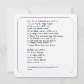 ザブラックマドンナカトリック祈りの言葉カード 招待状 (裏面)