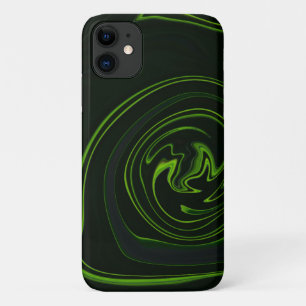 ザブラックユニークとグリーンの抽象芸術ストライプ iPhone 11 ケース
