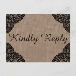 ザブラックレースオンバーラップ素朴ズコレク結婚ション インビテーションポストカード