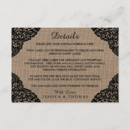 ザブラックレースオンバーラップ素朴ズコレク結婚ション エンクロージャーカード