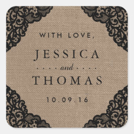 ザブラックレースオンバーラップ素朴ズコレク結婚ション スクエアシール