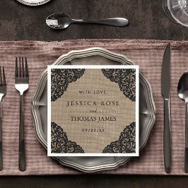 ザブラックレースオンバーラップ素朴ズコレク結婚ション スタンダードカクテルナプキン